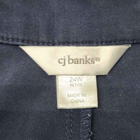 CJ Banks High Waist Cropped Pant Navy Blue Cotton Stretch, Size 24W Petite - Picture 9 of 14